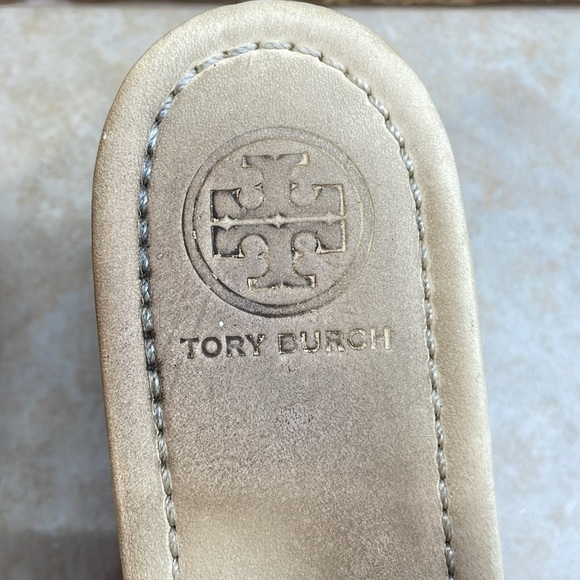 Tory Burch Wedge Sandals Platform Patent Leather Cork Yellow Size 10 M - Picture 15 of 16